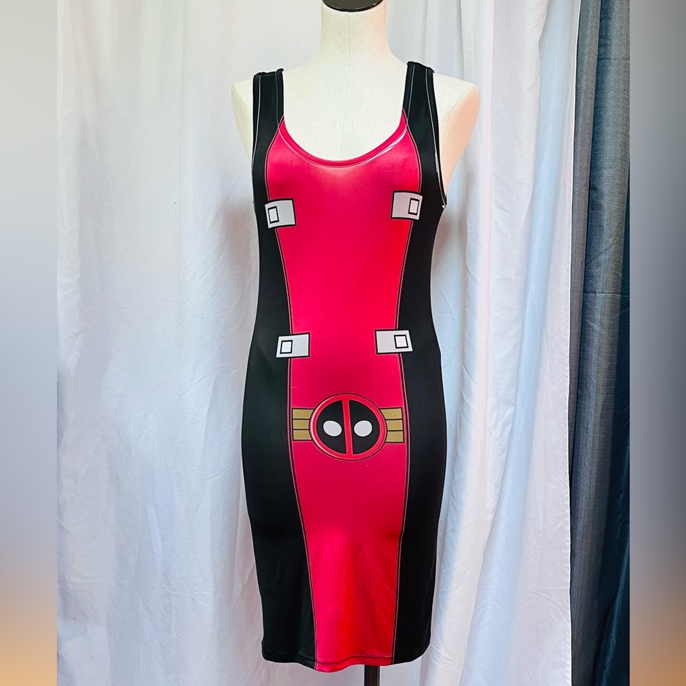 Mighty Fine Cosplay Stretchy Bodycon Deadpool Dress size LG